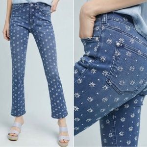 Anthropologie Pilcro Daisy Embroidered High Rise Jeans